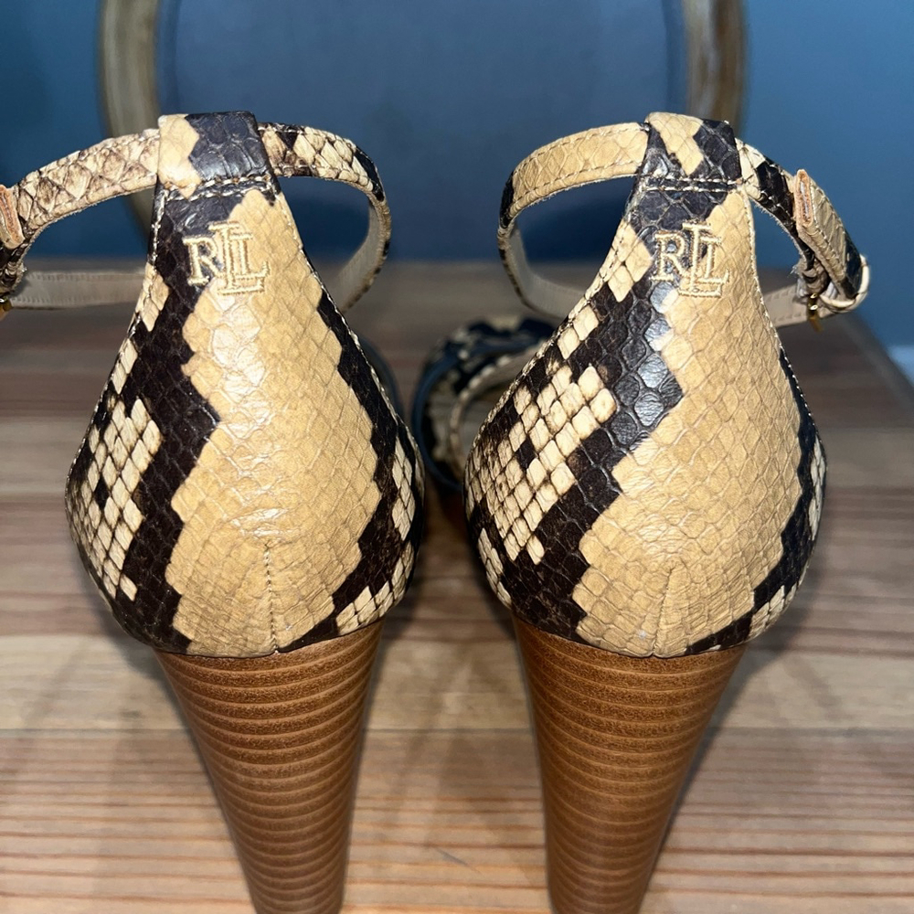 Lauren Ralph Lauren Heels‎ Size 9.5 Brown Snake Print - Picture 6 of 7